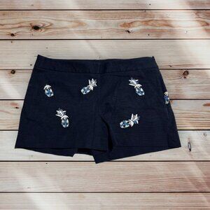 Loft Pineapple Sequin Shorts Size 8 Blue